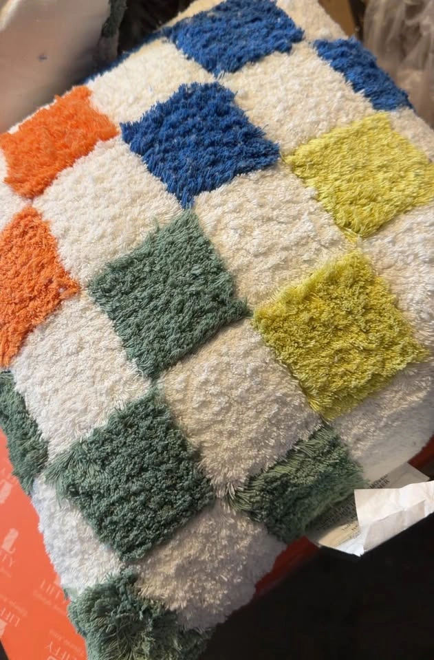 Set of 2 Checkered Square Teen Decorative Pillow 16”x16” - Maker - photo 4
