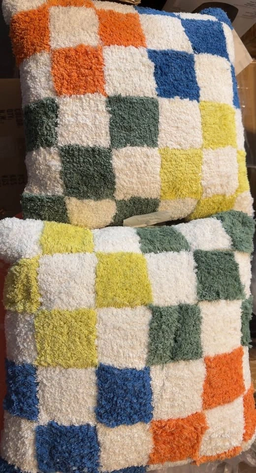 Set of 2 Checkered Square Teen Decorative Pillow 16”x16” - Maker - photo 5