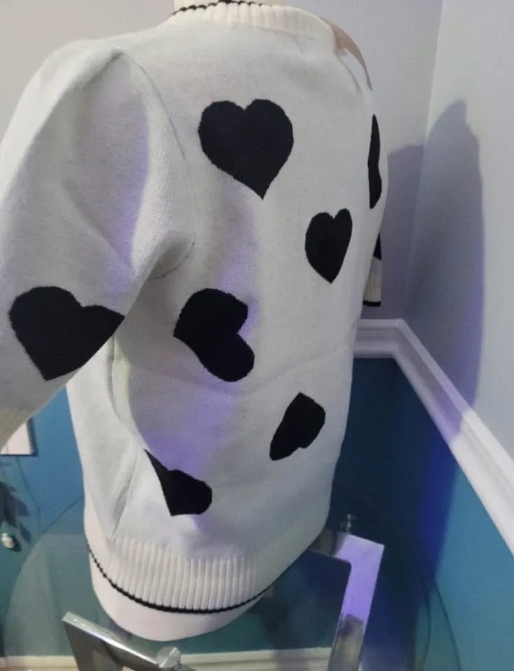 PHILOSOPHY Sweater Black Heart Pattern Size Medium image indicator(3)