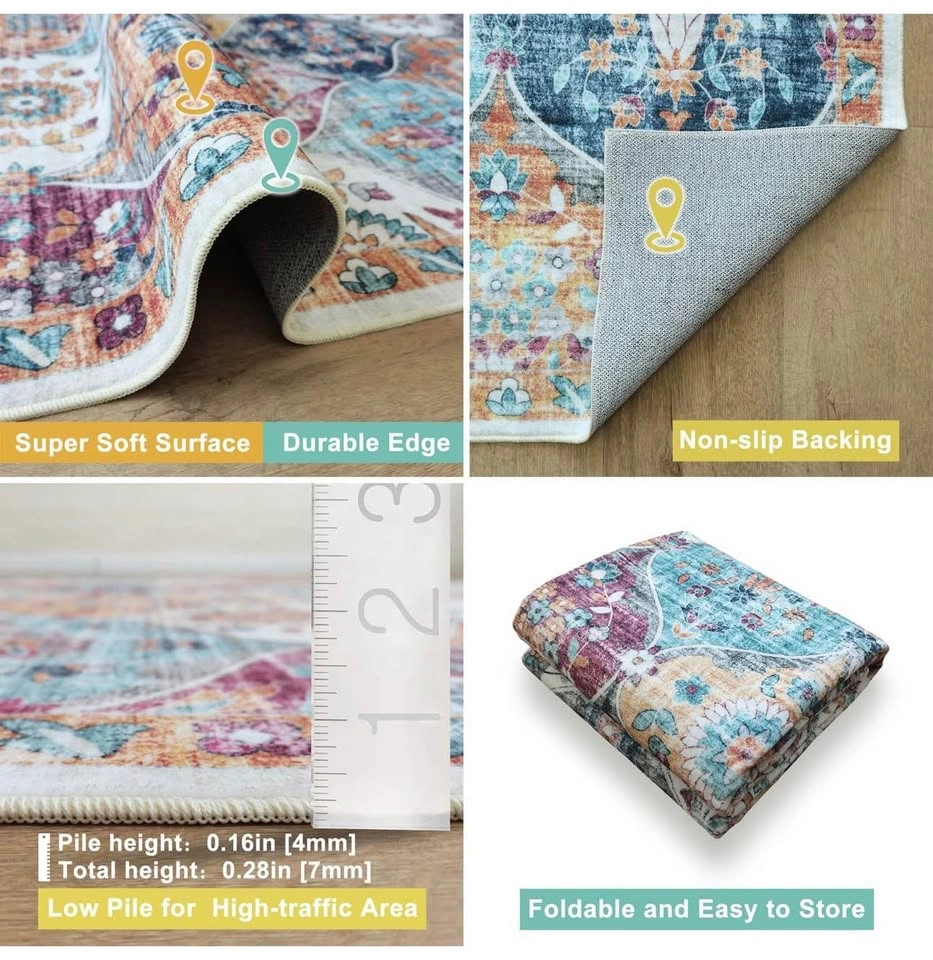 Machine Washable Area Rugs 5 X 7 Ft, Stain Resistant Rugs - photo 3