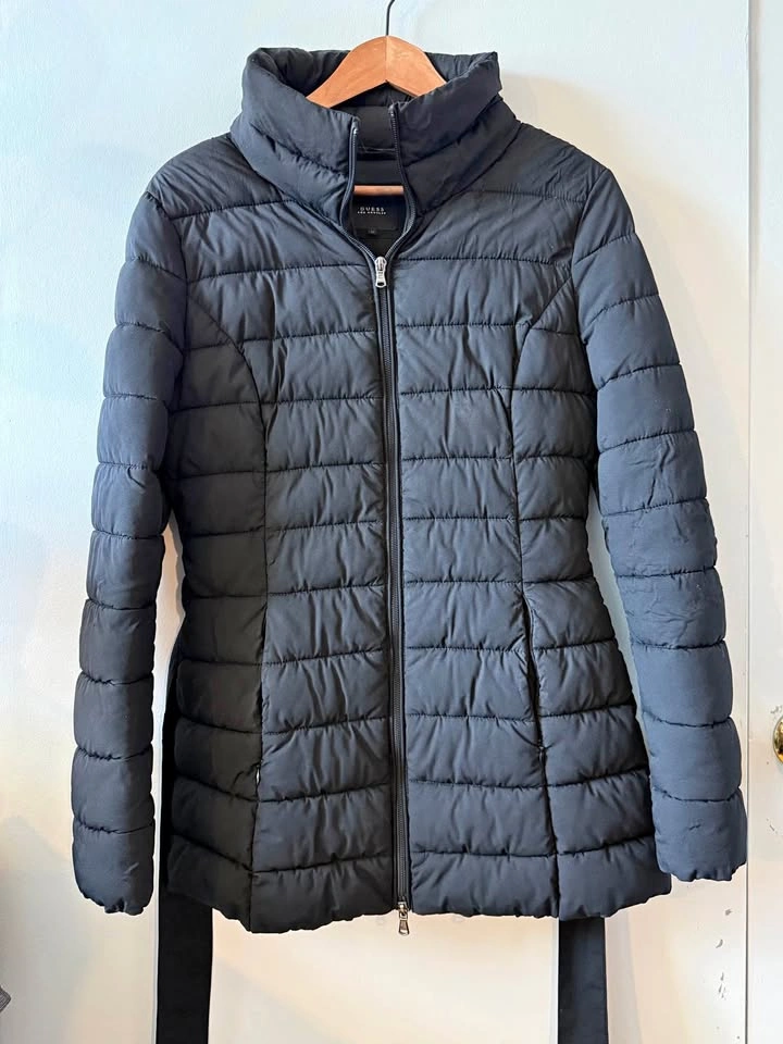Guess Women's Black Puffer Jacket Size M