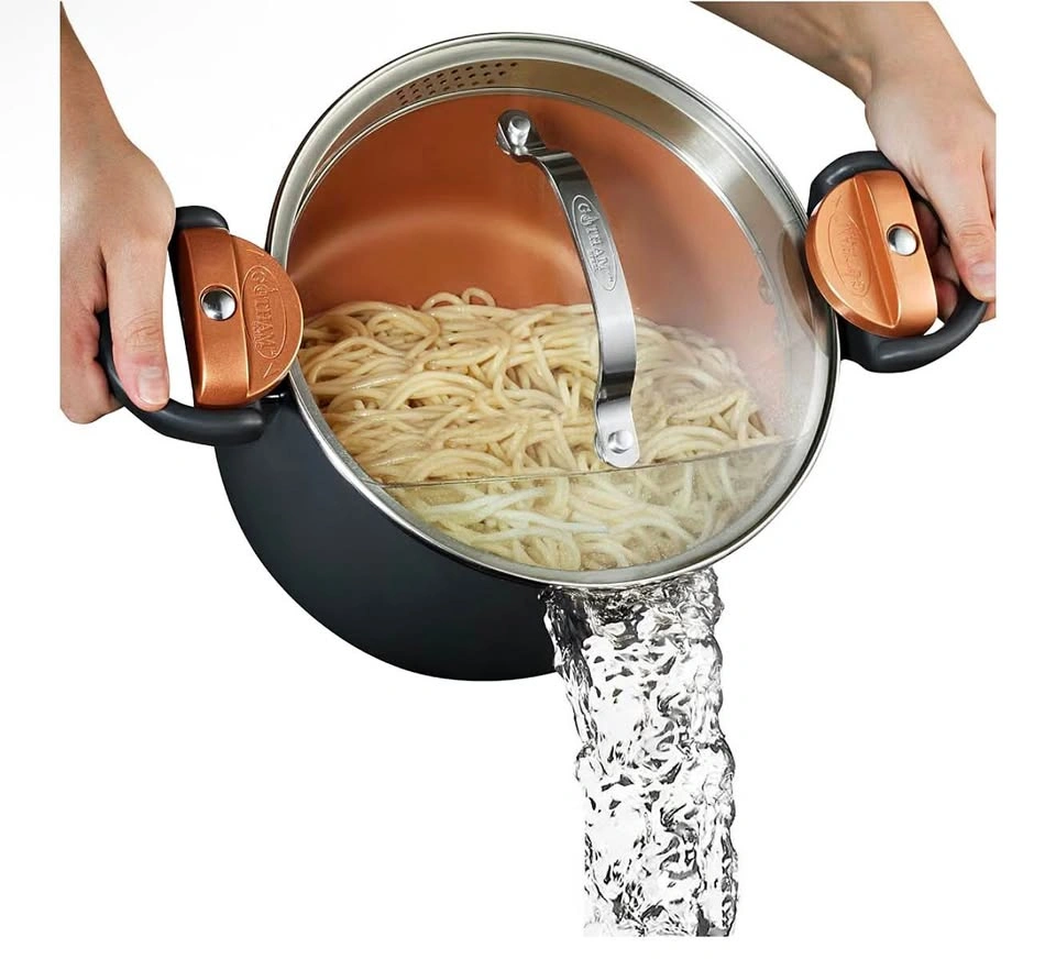 5-Quart Nonstick Cooking Pot with Strainer Lid – Graphite