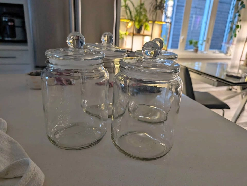 Set of 4 Glass Storage Apothecary Jars