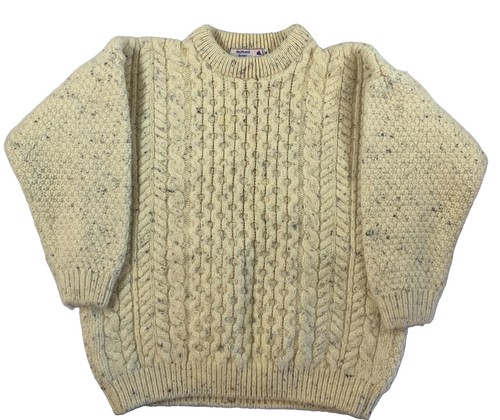 Vintage Highland Home Sweater M Cable Knit Pure Wool Scotland
