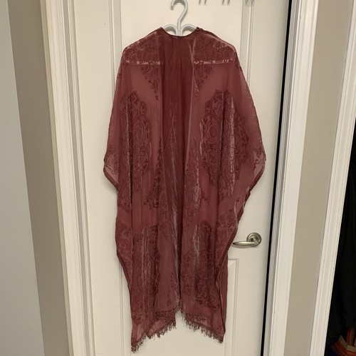 Torrid Velvet Devore Kimono Cardigan 5/6 Sheer Fringe - photo 2