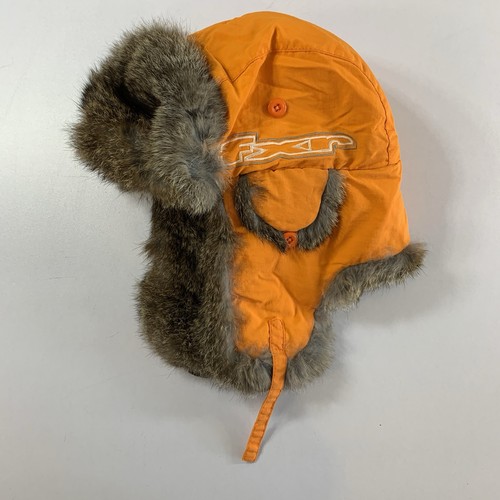 FXR Orange Trapper Hat Rabbit Fur Bomber Ear Flap XS
