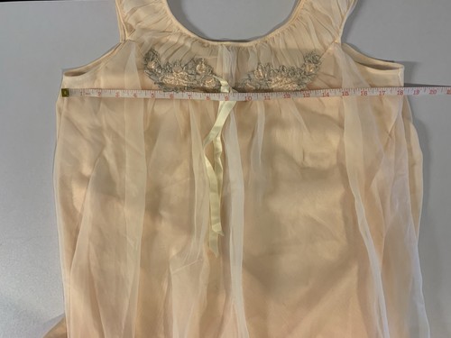 Vintage 60s Dorsay Babydoll Nightgown Peach Floral Dress - photo 5