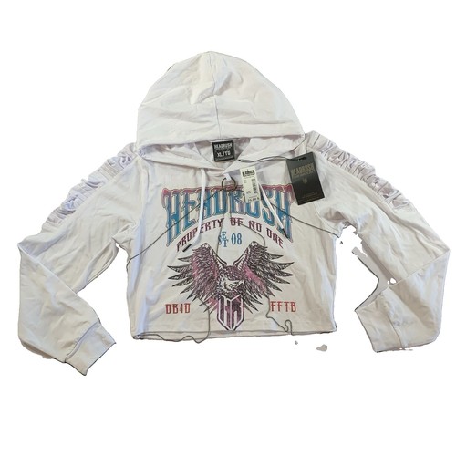 NWT Headrush Cropped Hoodie White Wings Metal Chain Hardware