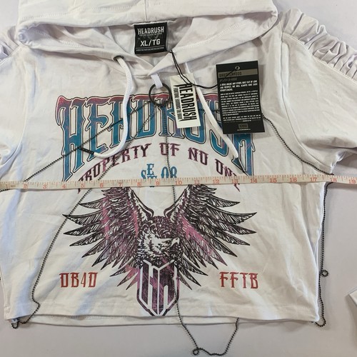 NWT Headrush Cropped Hoodie White Wings Metal Chain Hardware - photo 5