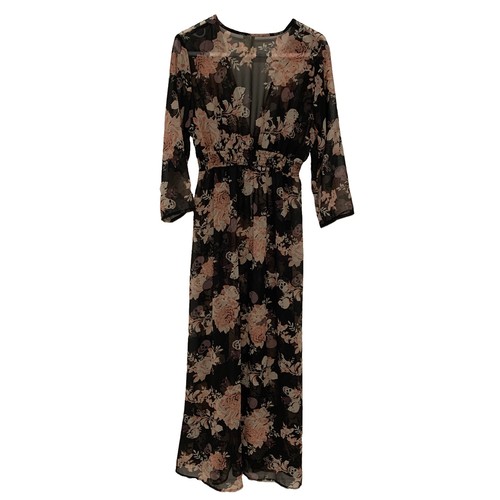 Japna Sheer Black Duster Large Cover Up Cardigan Floral Rose Sku - photo 2