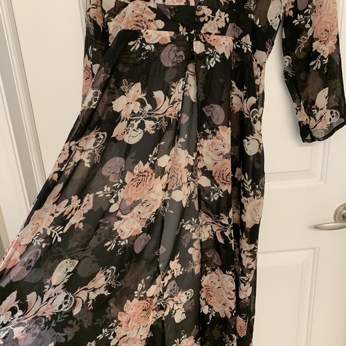 Japna Sheer Black Duster Large Cover Up Cardigan Floral Rose Sku - photo 3