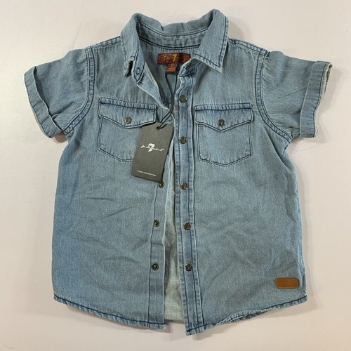 Seven For All Man Kind Denim Button Up Short Sleeve 3T