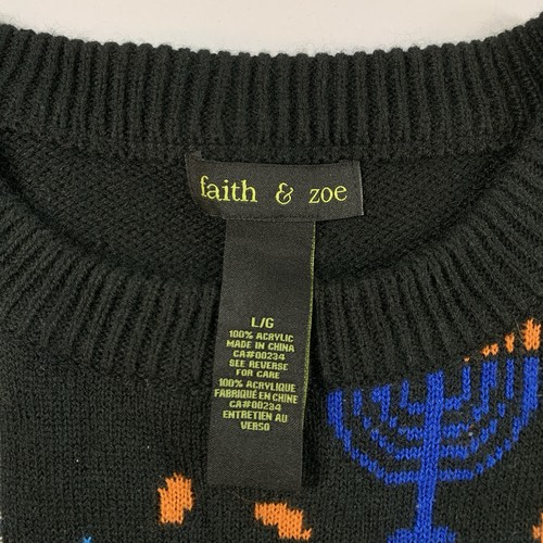 Faith & Zoe Hanukkah Sweater Large Crewneck AOP Patchwork - photo 3