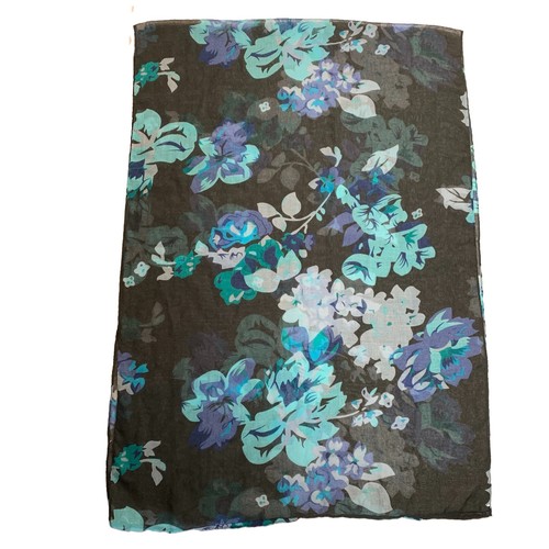 Blue Floral Sheer Black Infinity Scarf - photo 2