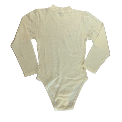 Vintage Mock Neck Bodysuit XS Cream Ivory Floral Embroidered - photo 2