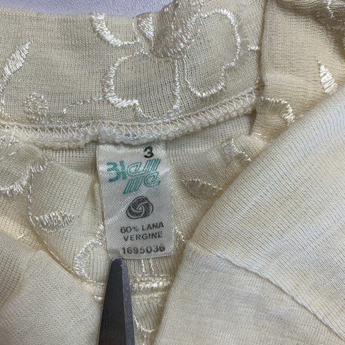 Vintage Mock Neck Bodysuit XS Cream Ivory Floral Embroidered - photo 4