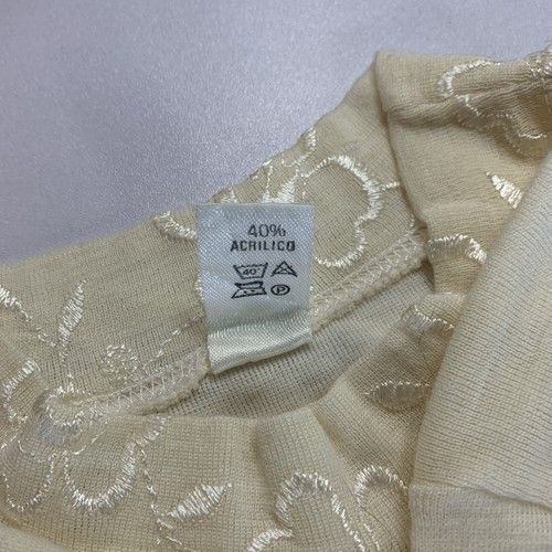 Vintage Mock Neck Bodysuit XS Cream Ivory Floral Embroidered - photo 5