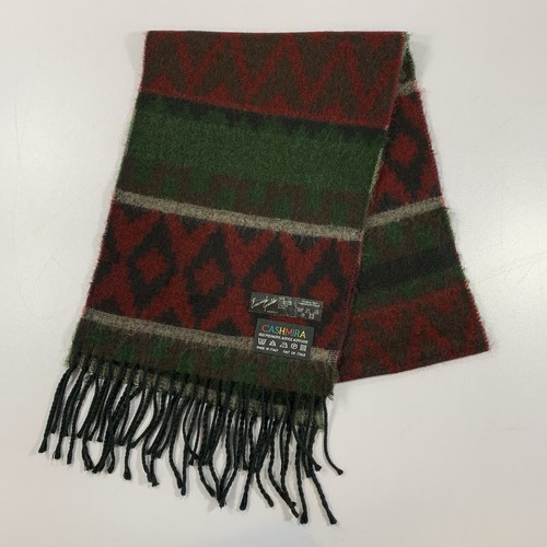 Cashmira Emanuel Geraldo Scarf Red Green Geometric Diamond