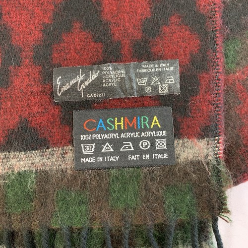 Cashmira Emanuel Geraldo Scarf Red Green Geometric Diamond - photo 2
