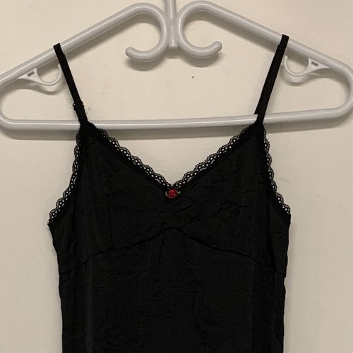 My Sisters Closet Black Lace Trim Babydoll Slip Dress