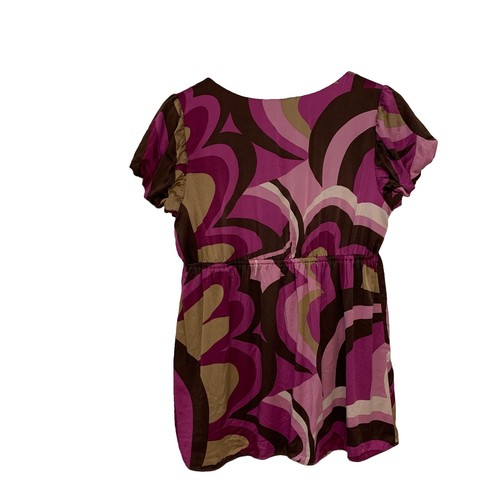 Y2K Silk Babydoll Blouse Size 8 Retro Mod Pucci Swirl - photo 2