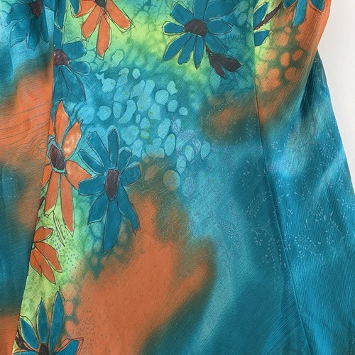 Y2K Fairy Dress M/L Cowl Neck Sheer Crinkle Chiffon Floral - photo 4