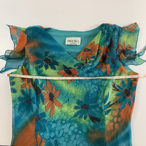 Y2K Fairy Dress M/L Cowl Neck Sheer Crinkle Chiffon Floral - photo 5