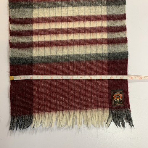 Vintage 70s Omega Neckwear Wool Scarf Fringe Striped Burgundy Wh - photo 3