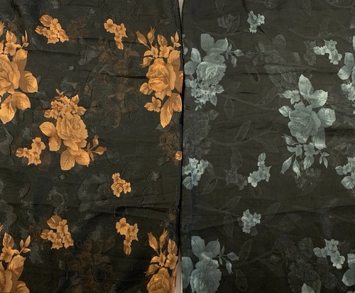 Vintage 90s Silk Scarf Black Floral Rose Made In Italy