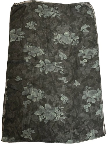 Vintage 90s Silk Scarf Black Floral Rose Made In Italy - photo 3