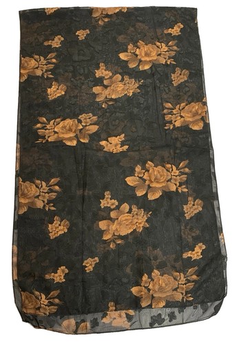 Vintage 90s Silk Scarf Black Floral Rose Made In Italy - photo 5