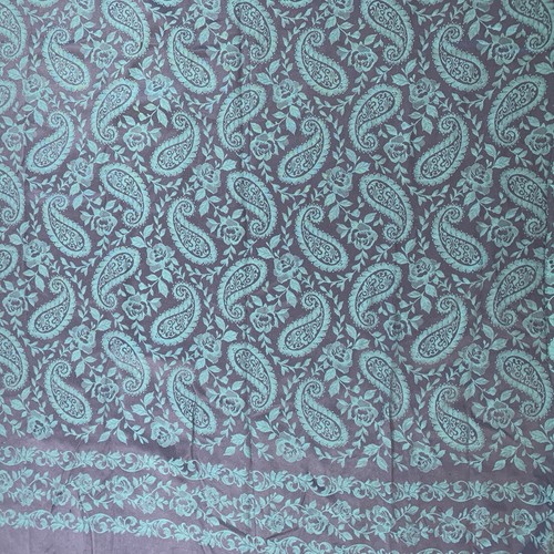Chavelle Blue Floral Paisley Silk Scarf Fringe 25x74"