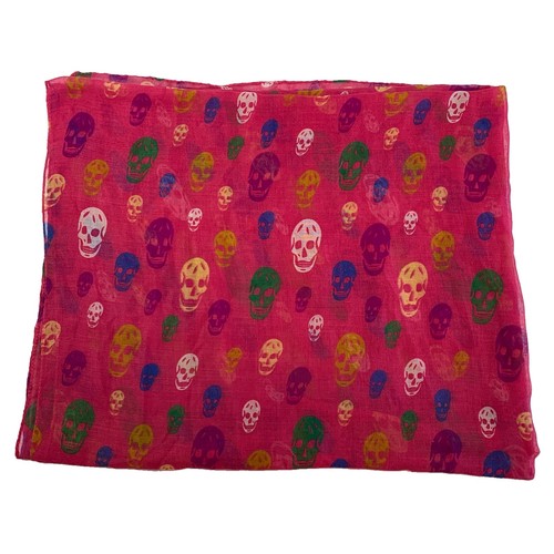Pink Skull Scarf Multicolour Graphic Print