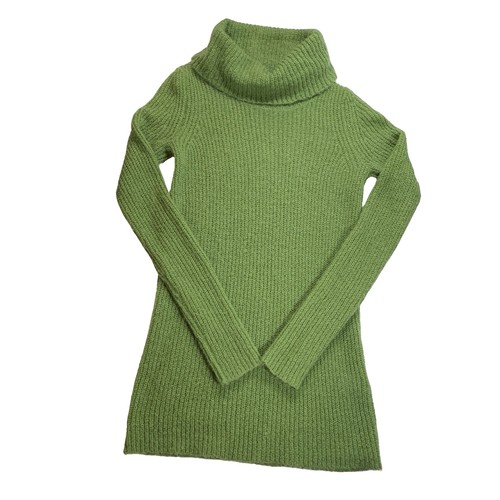 Twik Mohair Turtleneck Sweater Dress XS Tunic Knit Green Fuzzy