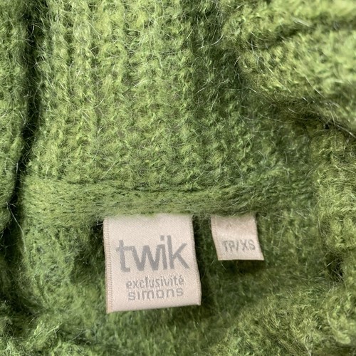 Twik Mohair Turtleneck Sweater Dress XS Tunic Knit Green Fuzzy - photo 2