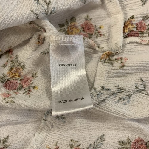Floral Tiered Cami Small White Tank Top Viscose Smocked Babydoll - photo 5