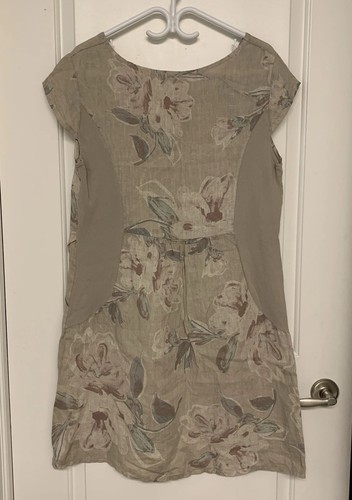 Me & Gee Linen Floral Dress M Shift Tunic Stretchy Waist - photo 2