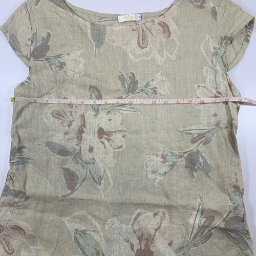 Me & Gee Linen Floral Dress M Shift Tunic Stretchy Waist - photo 5