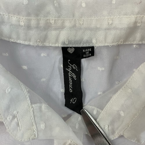 Influence Sheer White Blouse Small Puff Sleeve Embroidered - photo 3