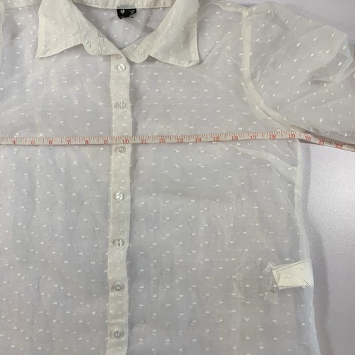 Influence Sheer White Blouse Small Puff Sleeve Embroidered - photo 4