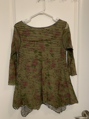 Madison & Lola Mesh Tunic Top Womens Medium Green Floral - photo 2