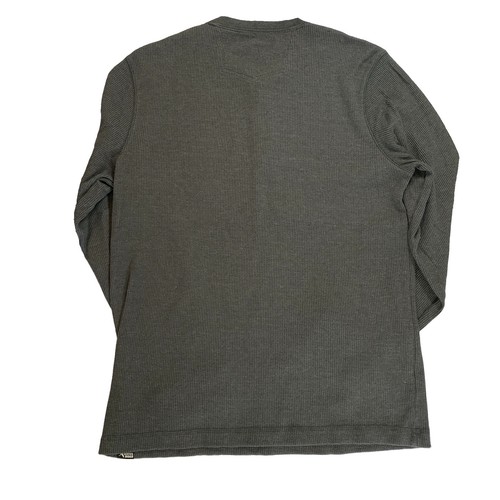 Eddie Bauer Mens Thermal Henley Medium Grey Waffle Knit - photo 2