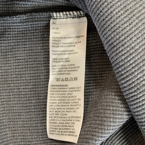 Eddie Bauer Mens Thermal Henley Medium Grey Waffle Knit - photo 4