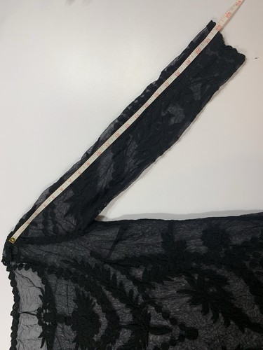Black Mesh Mini Dress M Lace Embroidered Sheer Overlay - photo 4