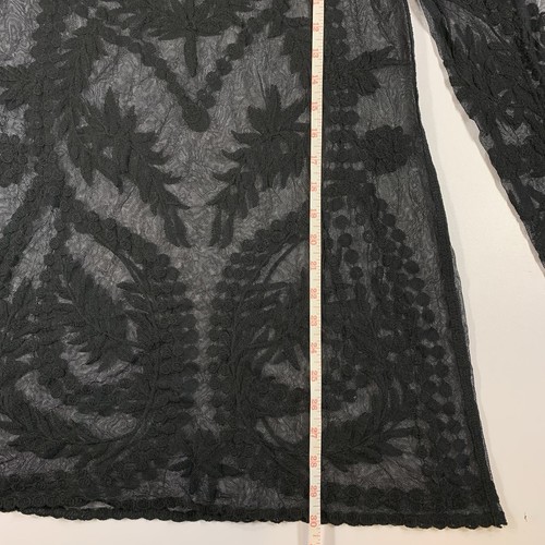 Black Mesh Mini Dress M Lace Embroidered Sheer Overlay - photo 5