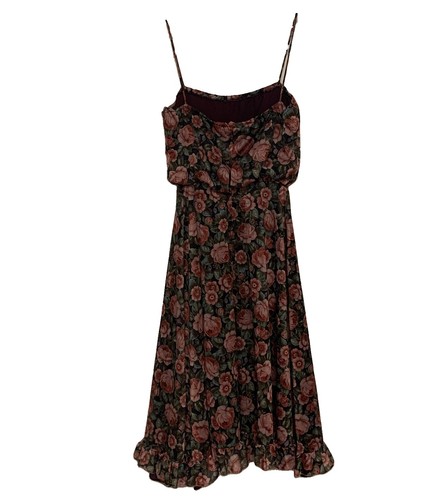 Vintage 70s Midi Dress Small Floral Blouson Ruffle Hem - photo 2