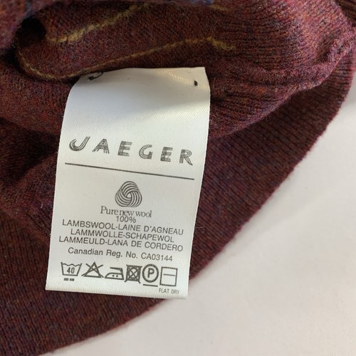 Vintage Jaeger Lambswool Sweater S/M Burgundy Windowpane - photo 4