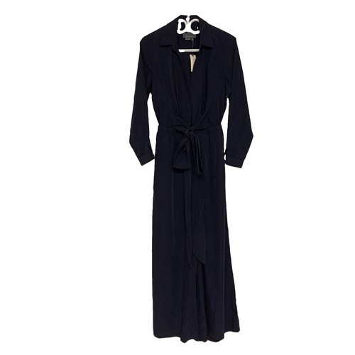 NWT Anthropologie Jumpsuit 4 Blue Cupro Open Back Belted