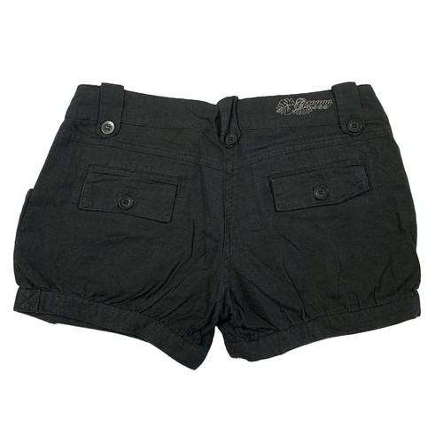 Groggy Black Linen Blend Shorts Size 7 Bubble Pockets Y2K - photo 2