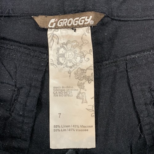 Groggy Black Linen Blend Shorts Size 7 Bubble Pockets Y2K - photo 4